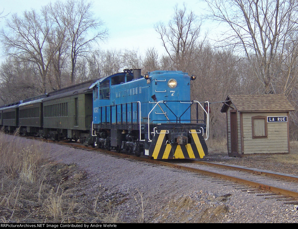 MCRY 7 passing the "station shed"